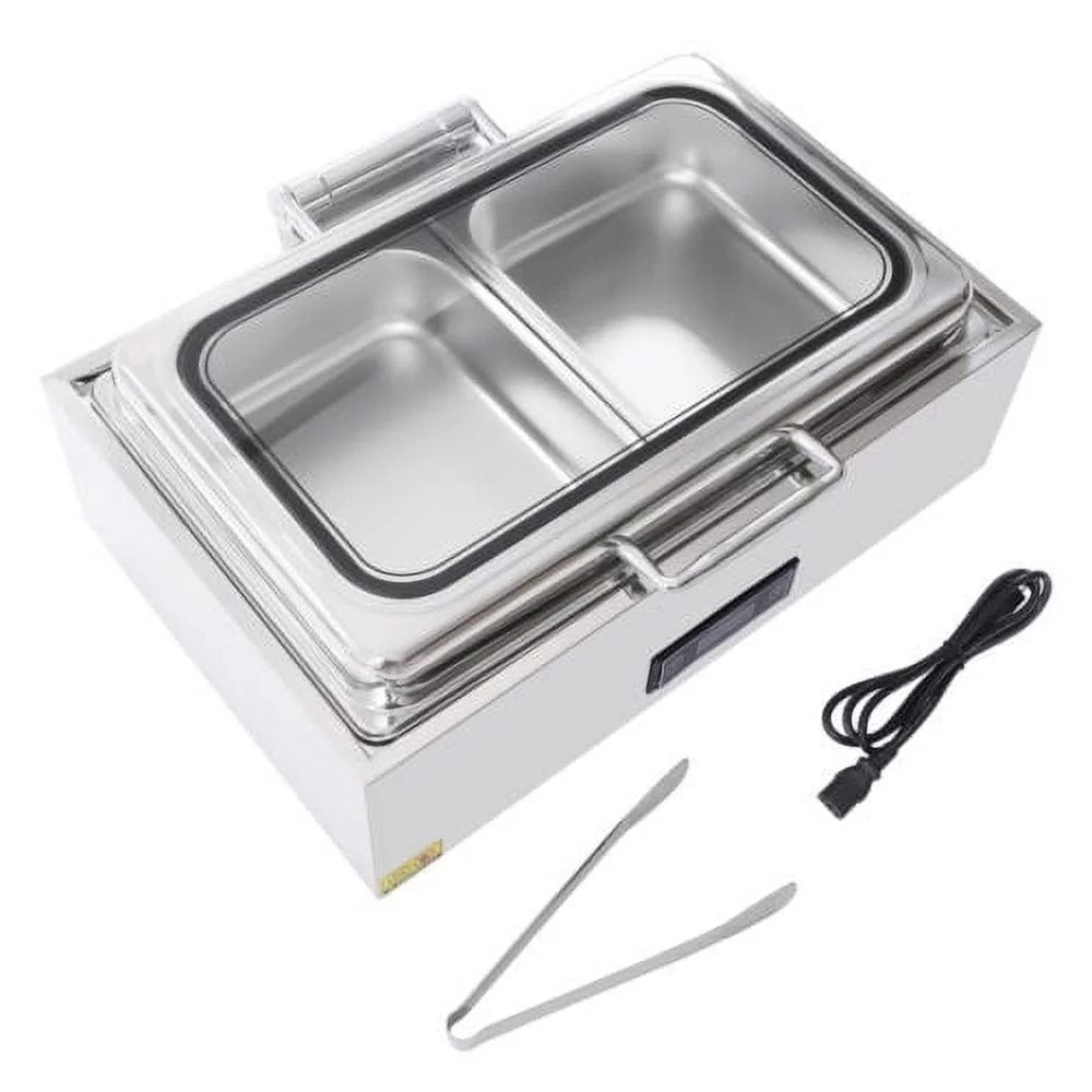 Electric Chafing Dish Stainless Steel Buffet Food Warmer 9QT Chafer Dish w/Lid