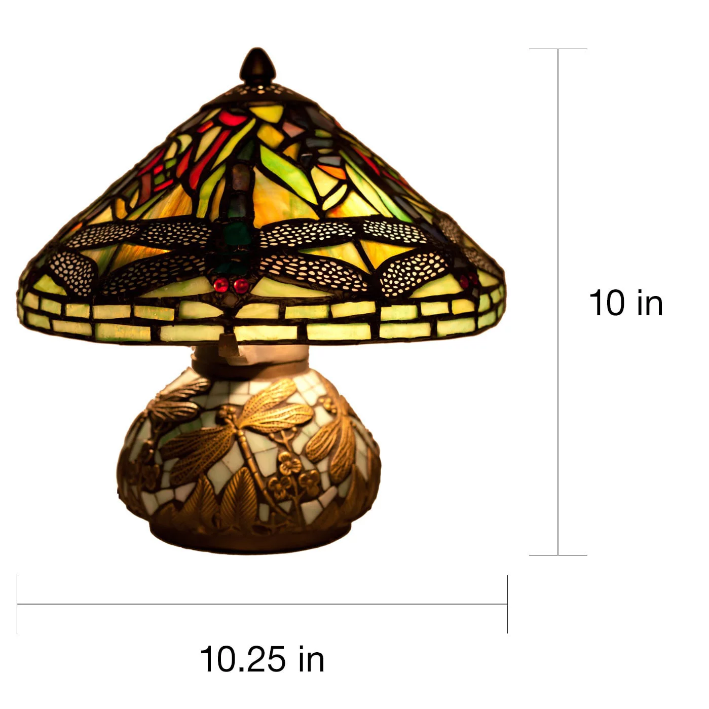 Copper Grove  Carnach 10-inch Stained Glass Mini Dragonfly Lamp - 10