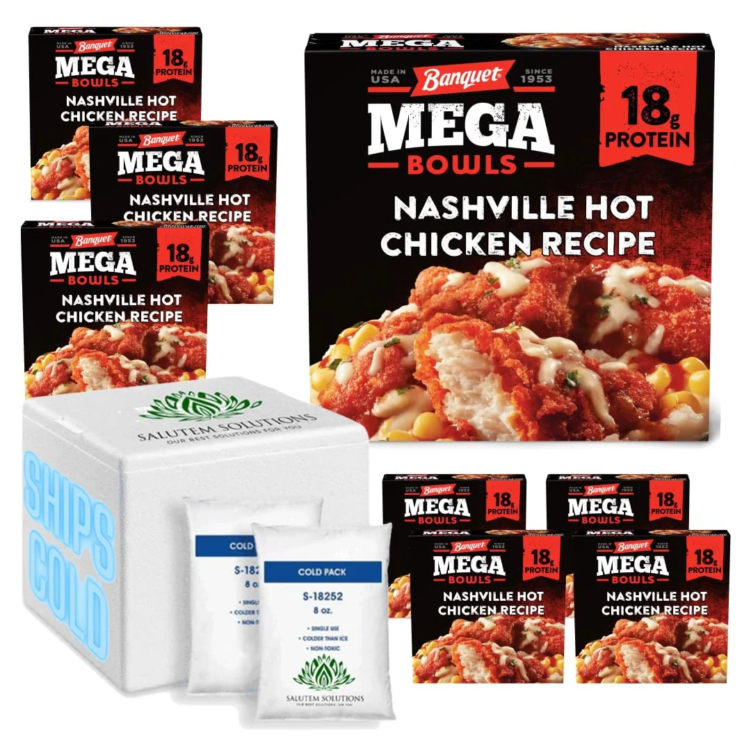 Banquet Mega Bowls Nashville Hot Fried Chicken Frozen Meal, 13 oz - Pack of 8