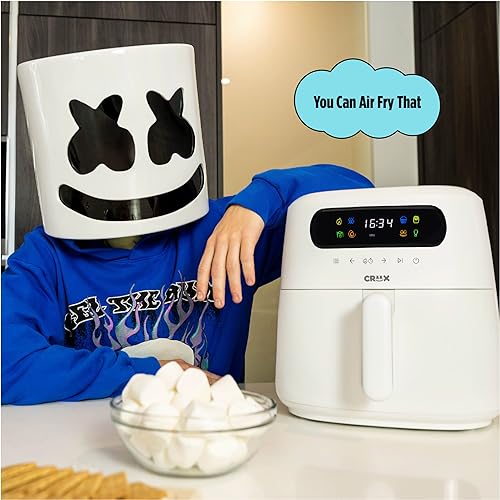 CRUX x Marshmello 8.0 QT Digital Air Fryer with TurboCrisp Technology, Touch Screen Temperature Control, Timer and Auto Shut-off, Fully Programmable, Silicone Liner Included, Lavender