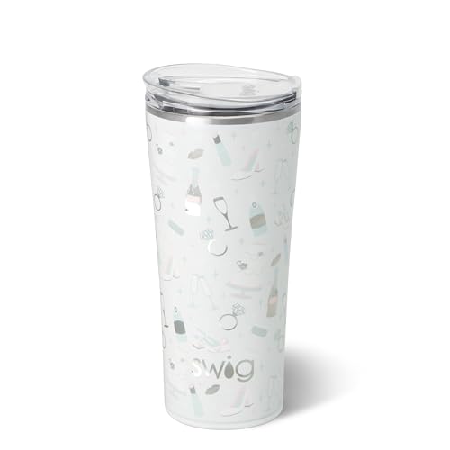 Swig Life 32oz Insulated Tumbler, Travel Coffee Tumbler with Lid, Cup Holder Friendly, Stainless Steel Travel Coffee Mug, Glitter Tumbler, Glitter Gifts (Confetti)