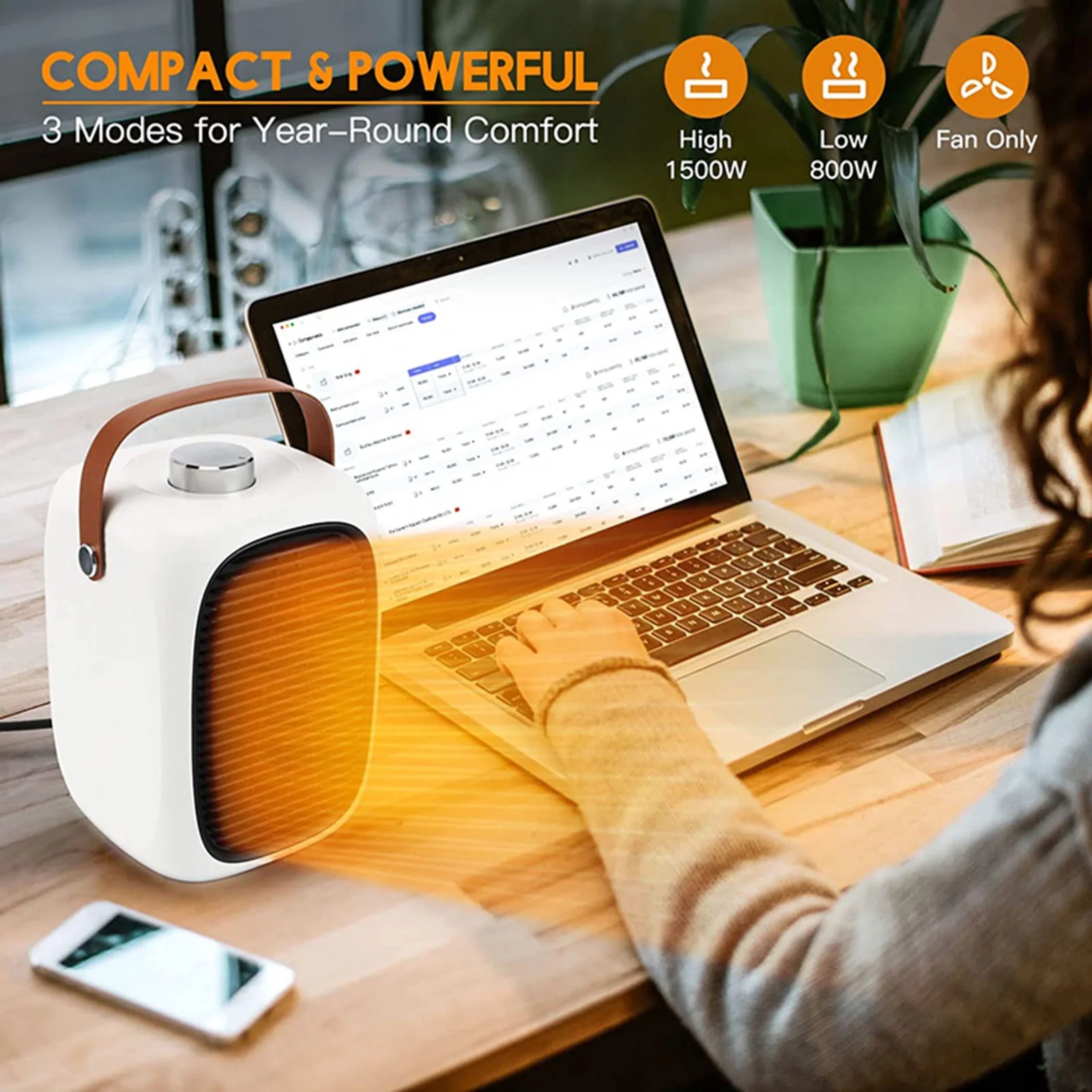 GBSELL Home Clearance 1000W Mini Space Heater， Small Portable Electric Heater Dual Purpose for Office, Home, Desks, Bathroom Gifts for Women Men Mom Dad