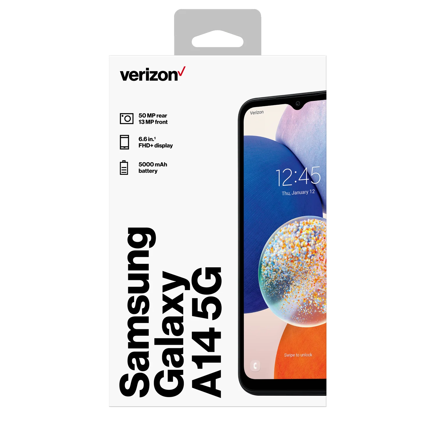 Verizon Samsung Galaxy A14 5G, 64GB, Black - Prepaid Smartphone [Locked to Verizon Prepaid]