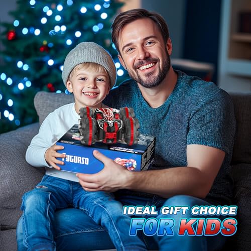 Waterproof Remote Control Car，4WD Amphibious 2.4 GHz RC Car Remote Control Boat，360°Rotation RC Stunt with LED Lights，Boys Girls Gifts All Terrain Water Beach Pool Toy