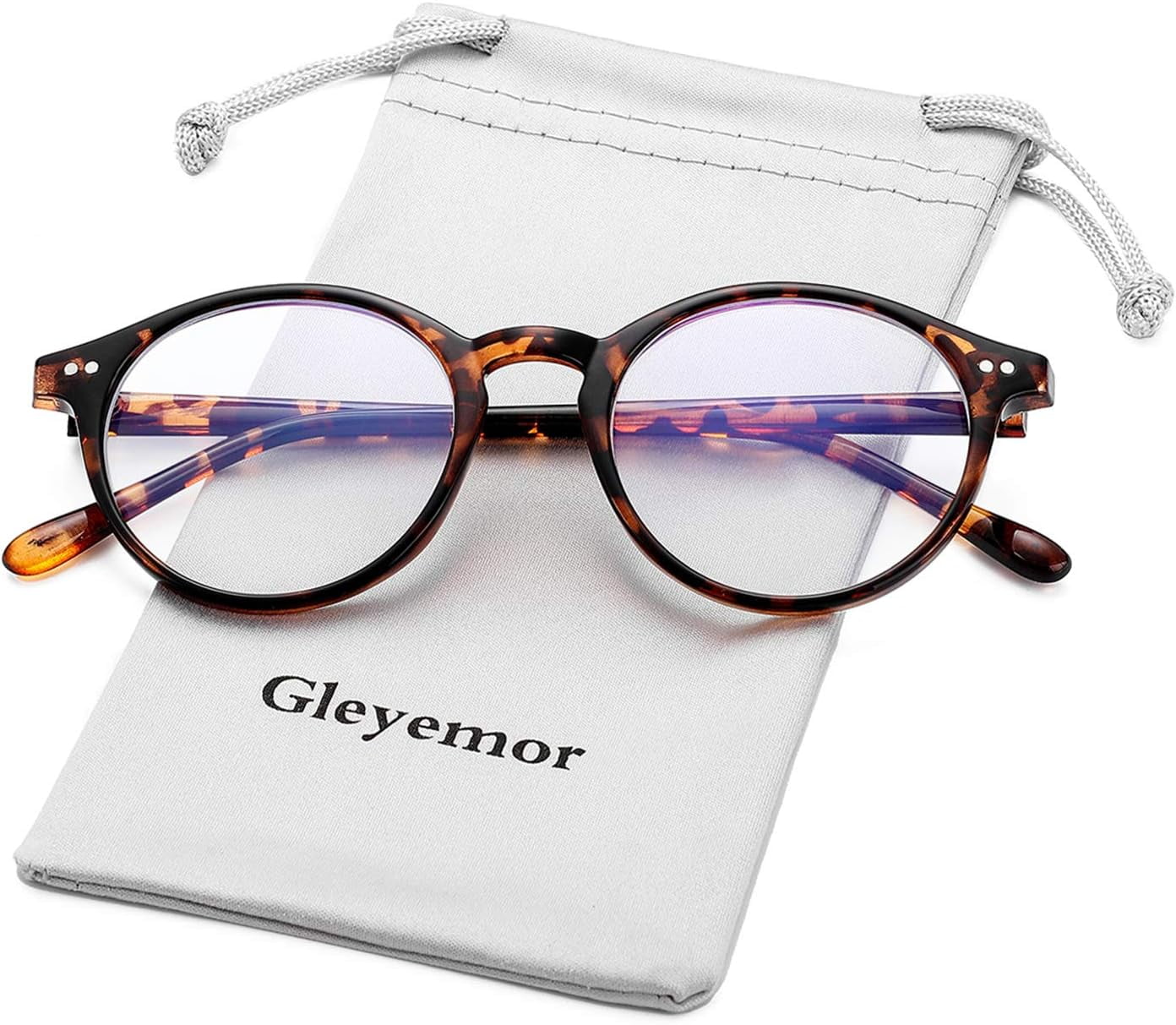 Gleyemor Blue Light Glasses for Men Women, Vintage Round Bluelight Blocking Computer Screen Protection Glasses (Tortoise)