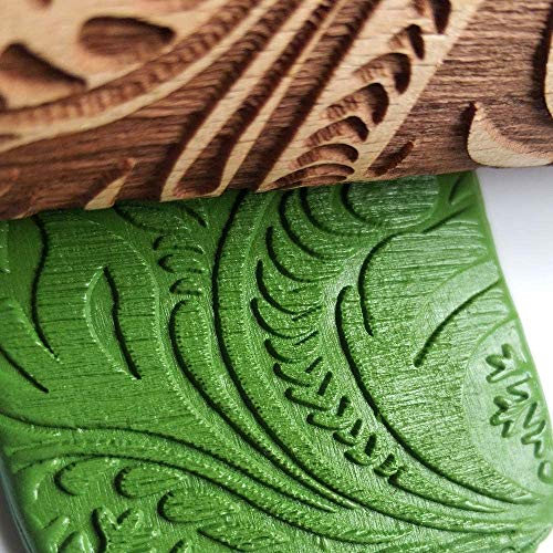 Embossed Rolling Pins for Christmas,3D Paisley Pattern Flower Snowflake rattan Wooden Roll Pin Laser Engraved Rolling Pin DIY Tool,Rolling Pin for Kids and Adults to Make Cookie Dough (38 * 5)