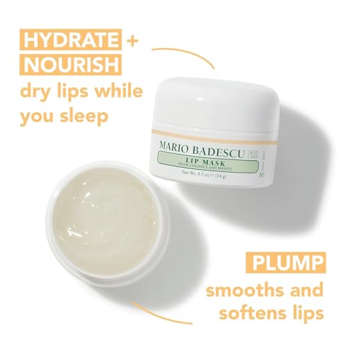 Mario Badescu Lip Mask, Overnight Lip Treatment Enriched With Skin Softening Coconut Oil and Hydrating Shea Butter
