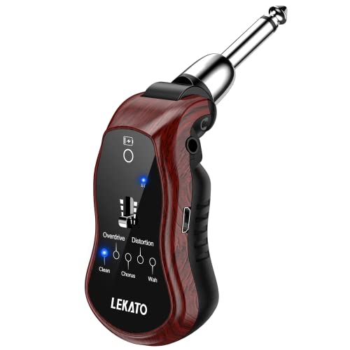 LEKATO Guitar Headphone Amp,Micro Electric Guitar Headphone Amp for Electric Guitar&Bass Rechargeable Bass Headphone Amplifier for Practice with 5 Effects(Clean Chorus Overdrive Distortion and Wah)