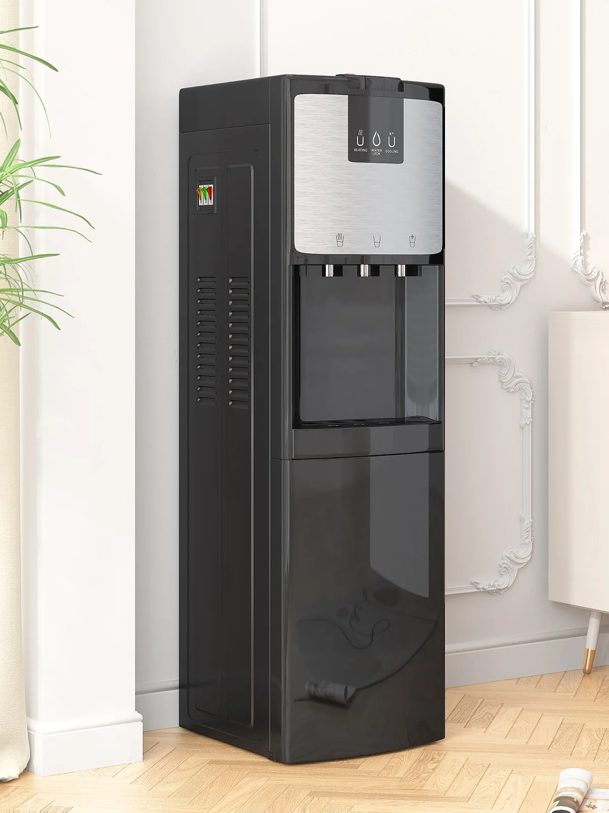 TABU Bottom Loading Water Dispenser,Hot/Cold/Room Temperature,Holds 3 or 5 Gallon Bottle (Black)