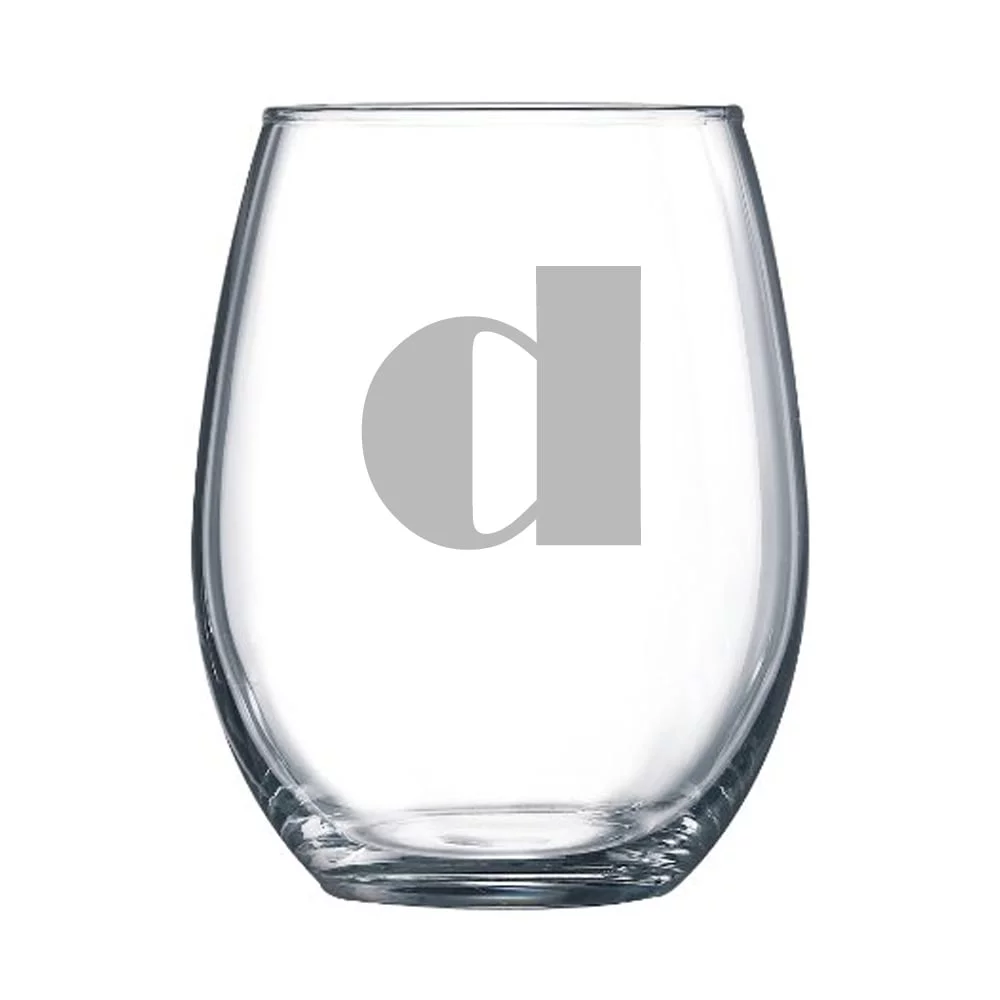 4-pc Broadway Personalized 15 oz Stemless Wine Glass, Letter T