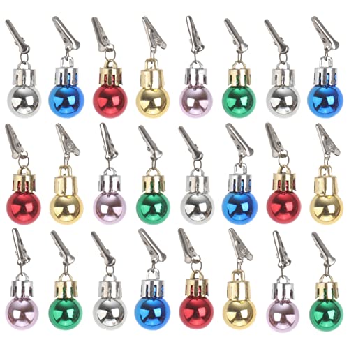 24pcs Christmas Beard Ornaments Light Up Facial Hair Ball Bauble Bell Clip Novelty Holiday Decorations for Men Costume Ugly Sweater Party