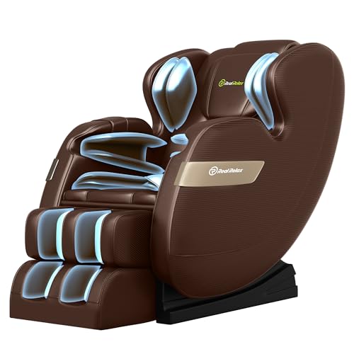 Real Relax 2025 Full Body Massage Chair of Dual-core S Track,Shiatsu Massage Recliner of Zero Gravity with APP and LCD Control,Lower Back and Calf Heating,Bluetooth,Home or Office Use,Black
