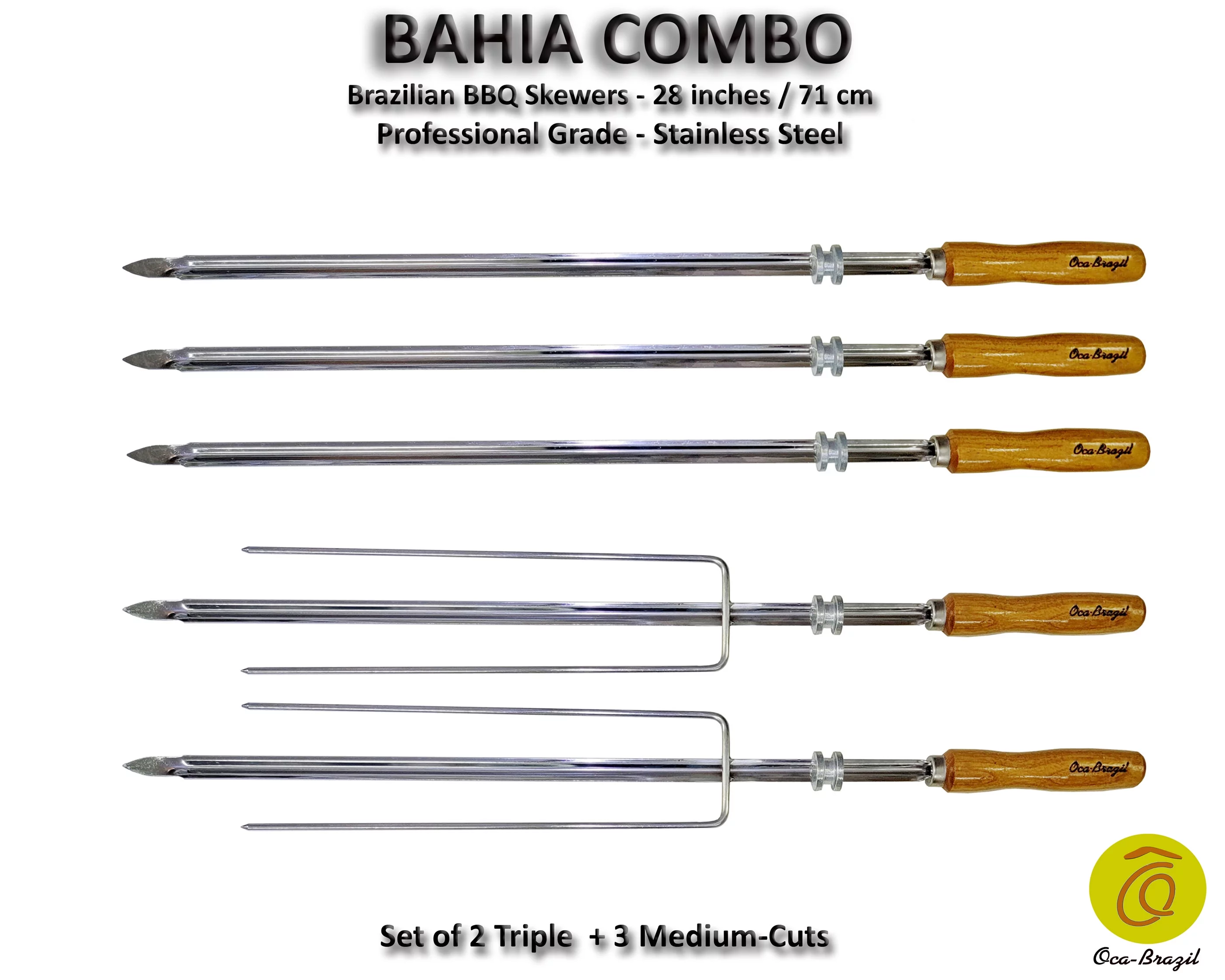 Bahia Combo - Set of 5 Brazilian Skewers for BBQ 28