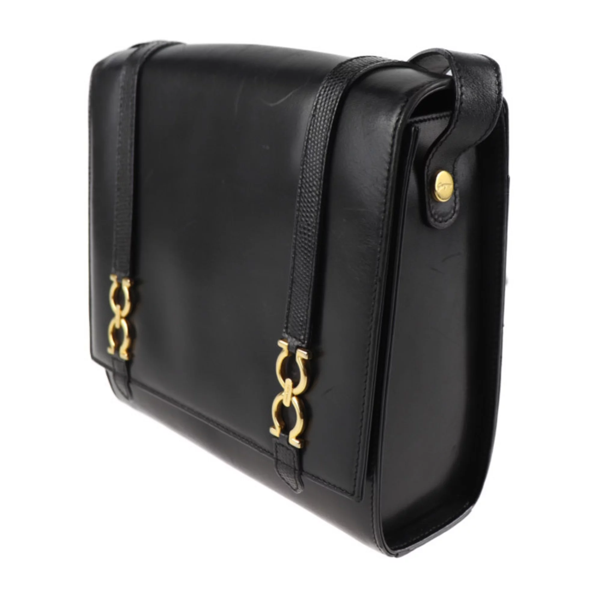 Pre-Owned Salvatore Ferragamo shoulder bag L 21 5191 leather black (Good)