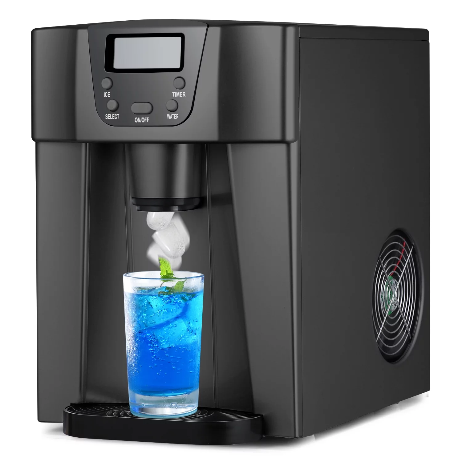Ice Maker with Water Dispenser Countertop 26Lbs/24H LCD Display Portable Black