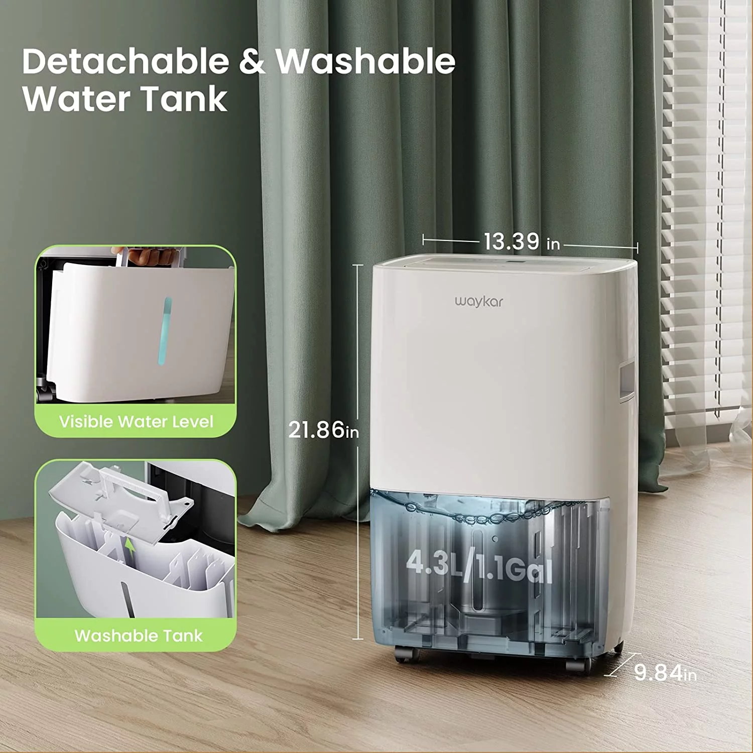 Waykar 120 Pints Dehumidifier, Energy Star Commercial Dehumidifier for Basements and Home, Dehumidifiers with Drain Hose, 1.14 Gallons Water Tank, Spaces up to 6,000 Sq. Ft