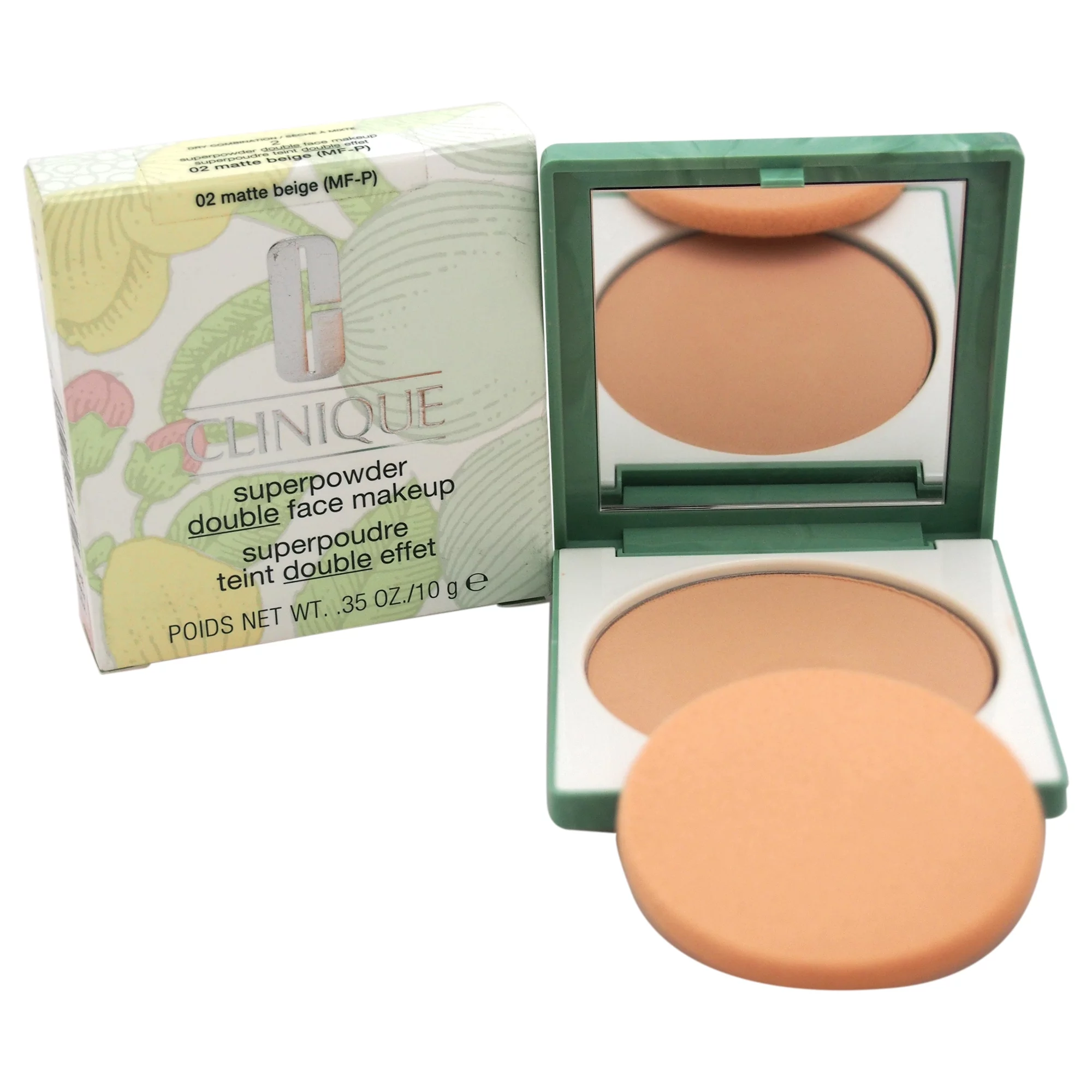 Clinique Superpowder Double Face Makeup Dry Combination Skin - 02 Matte Beige, 0.35 oz