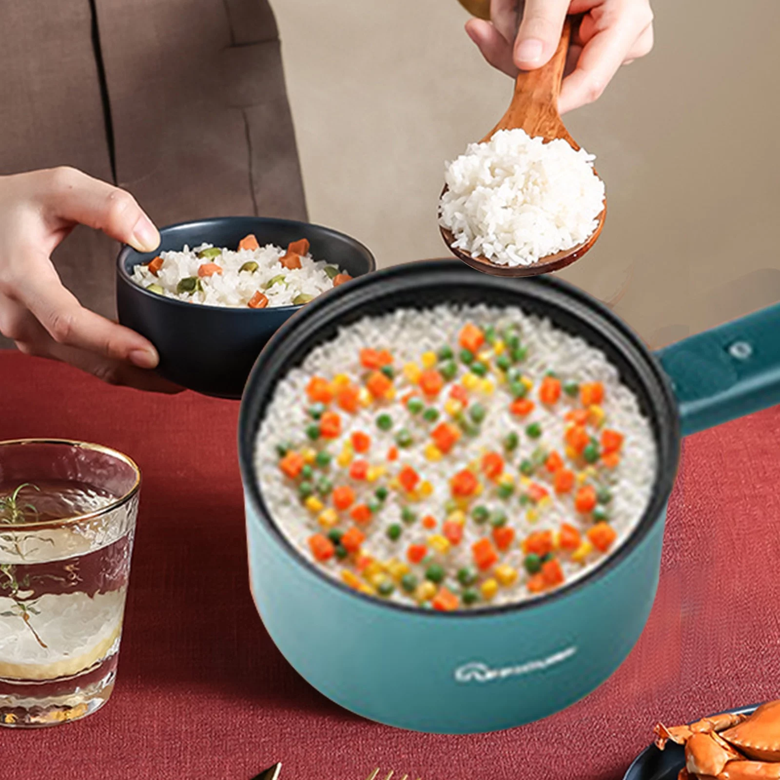 Hesxuno Multifunctional Electric Frying Pan Electric Heating Pot Cooking Rice Mini Electric Pot Non-Stick Pan