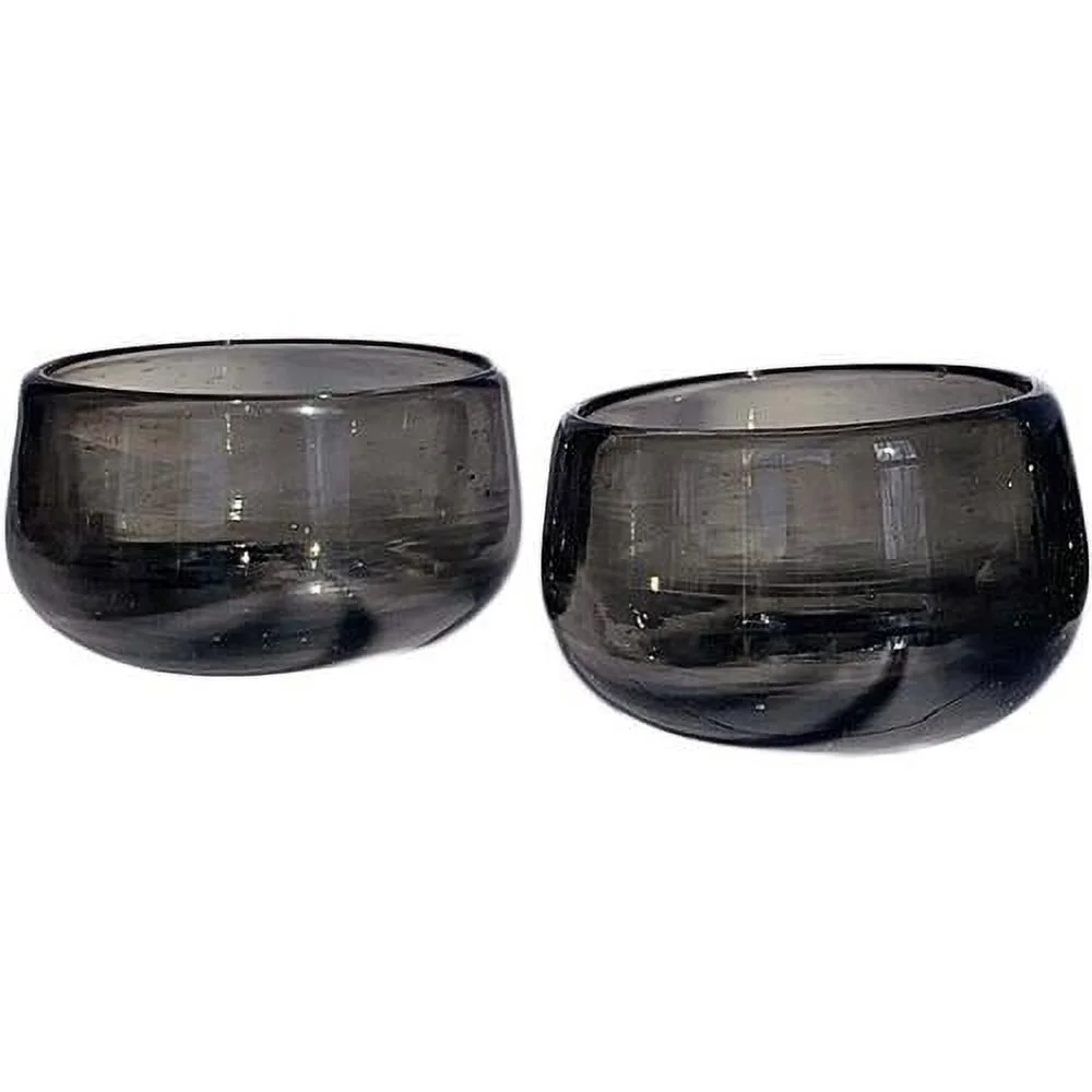 Hand Blown Mezcal  Tequila Glasses | Mezcal Copitas | Made In Mexico - Set Of 2 (5 Colors Available) (4 Fl OZ, Smoke)