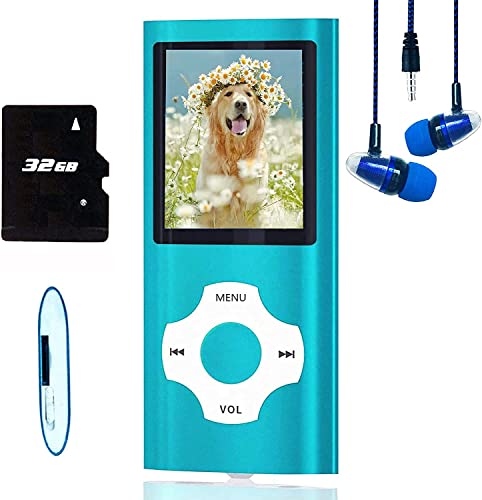 MP3 Player / MP4 Player, Hotechs MP3 Music Player with 32GB Memory SD Card Slim Classic Digital LCD 1.82'' Screen MINI USB Port with FM Radio, Voice Record (Blue)