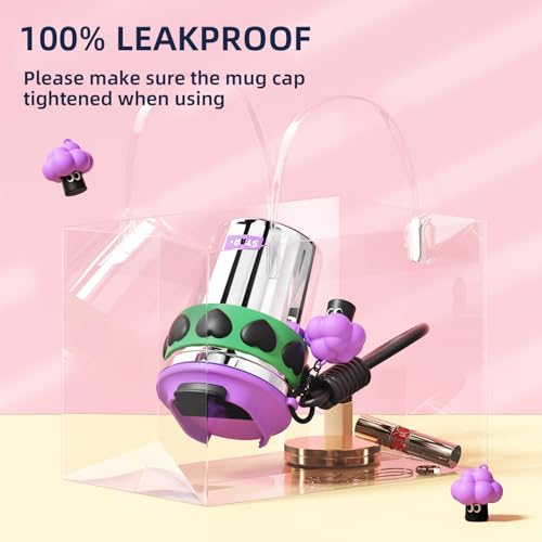 12 OZ Travel Coffee Mug with Lid Spill Proof, Portable Indulated Stainless Steel Coffee Cup for Hot and Cold, Resuable Ceramic Lined Coffee Cup with Lid Leak Proof for Women, Silver