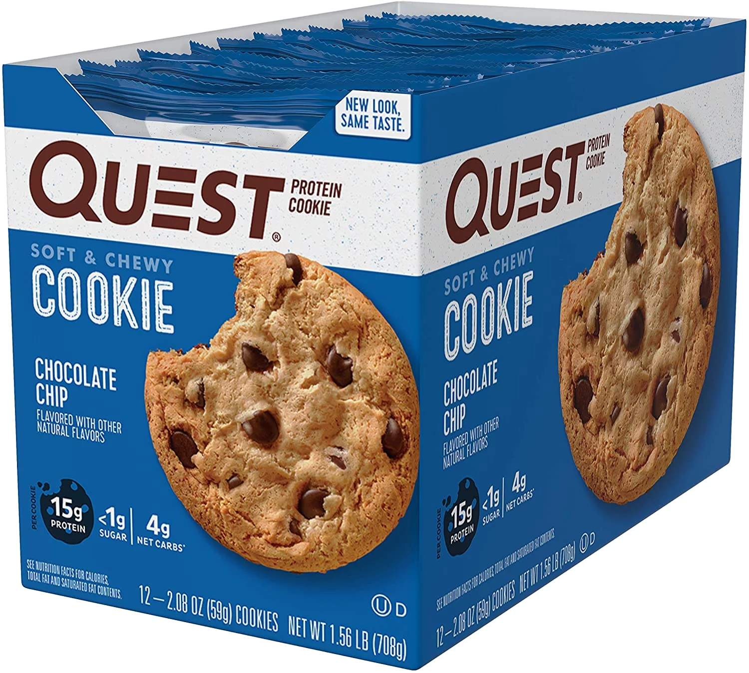 Quest Nutrition Chocolate Chip Protein Cookie, Keto Friendly, High Protein, Low Carb, Soy Free, 12 Count 