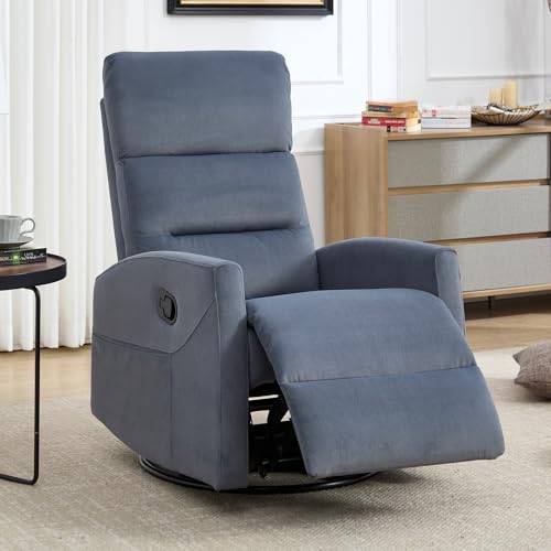 Massage Rocker Swivel Recliner Chair for Adults, Manual Recliner Glider with Lumbar Heating, Technical Flannel Fabric Nursery Glider Rocking Chair with Vibration Massage for Living Room - Beige