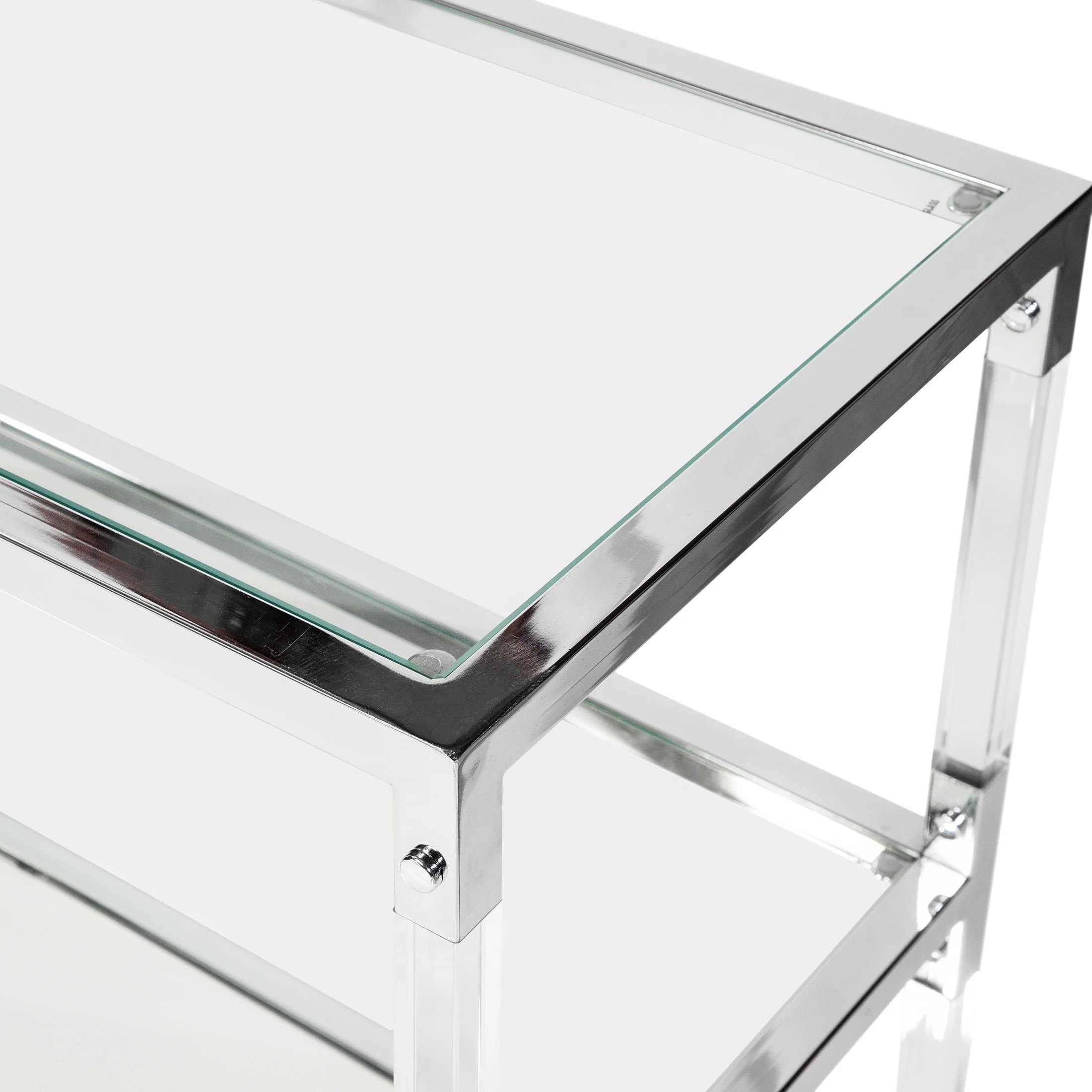 Furniture of America Ajani Glass Top Console Table, Chrome