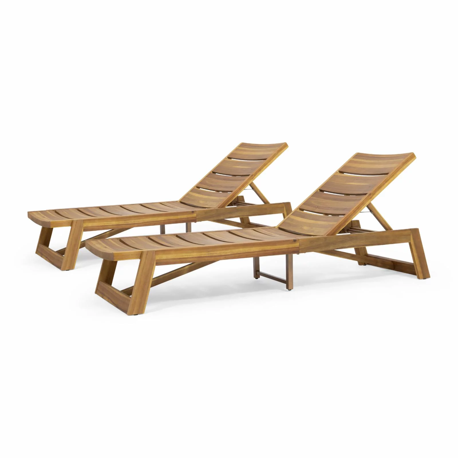 Aviv Outdoor Wood and Iron Chaise Lounges (Set of 2)
