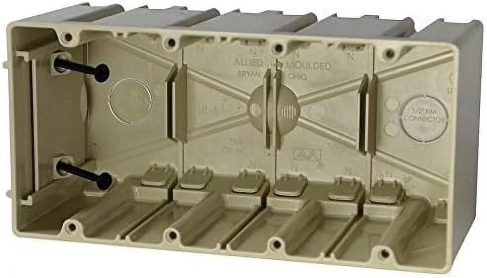 Allied Moulded Products SB-4 Thermoplastic 4-Gang Residential/Receptacle Adjustable Electrical Switch Box 7-5/8 Inch X 3-3/4 Inch X 3-9/16 Inch 74.8 Cubic-Inch Sliderbox