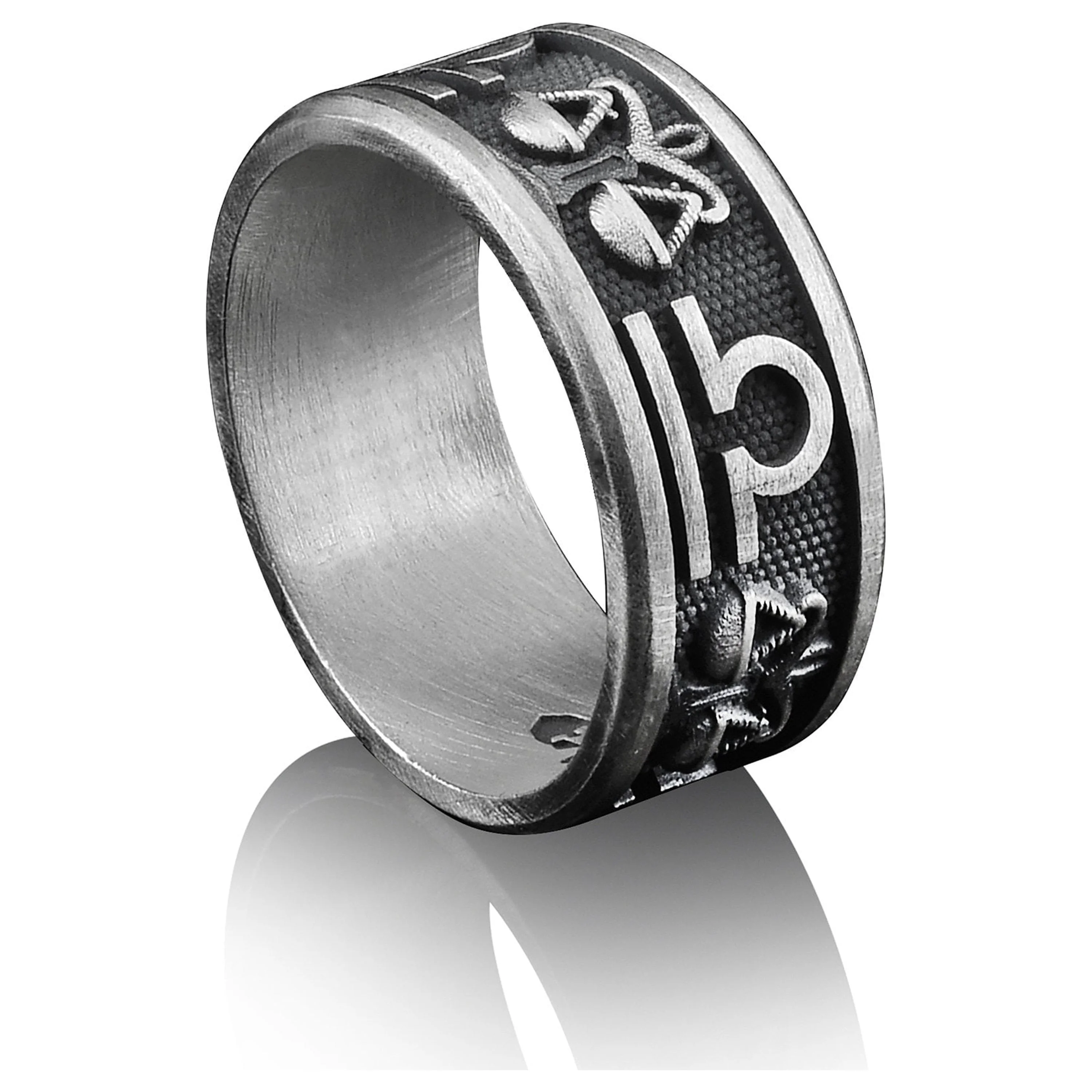 Libra 925 Silver Men Wedding Band Ring, Sterling Silver Personalized Jewelry, Celestial Ring, Zodiac Ring, Astrology Ring, Best Man Gift