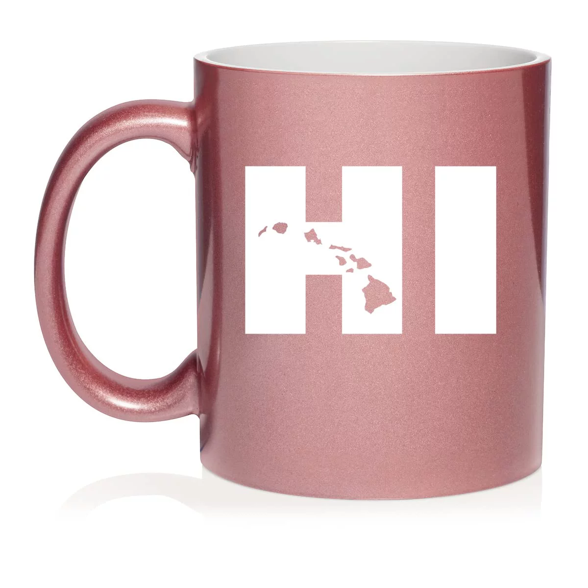 HI Hawaiian Islands Hawaii Ceramic Coffee Mug Tea Cup Gift for Her, Him, Husband, Wife, Coworker, Birthday, Cute, Graduation, Housewarming, Vacation, Family, National Hawaii Day (11oz Rose Gold)