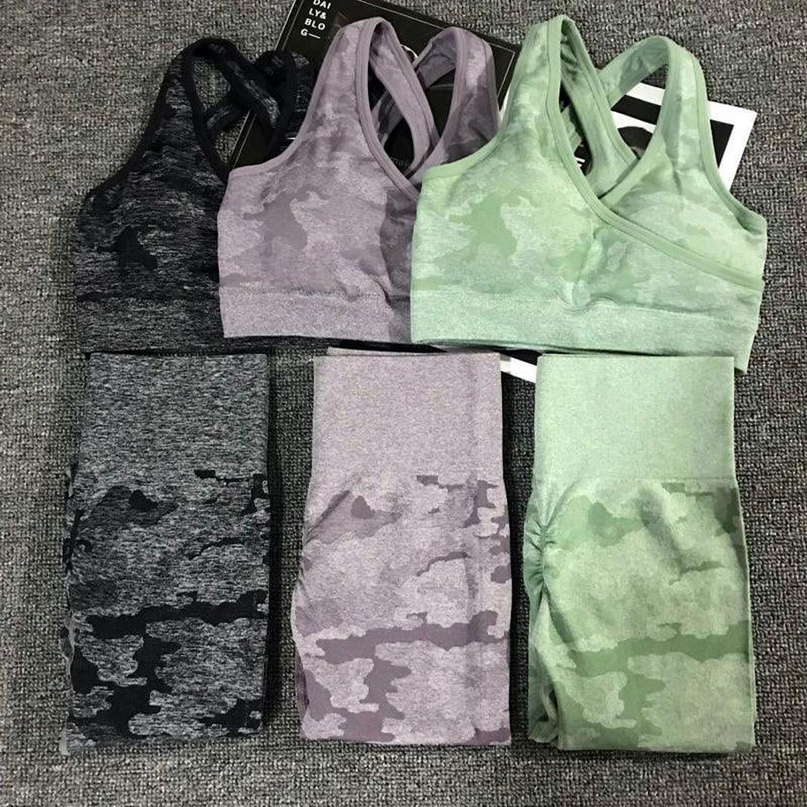 Women seamless camouflage yoga set fitness clothing sports wear gym leggings padded bra sports suits