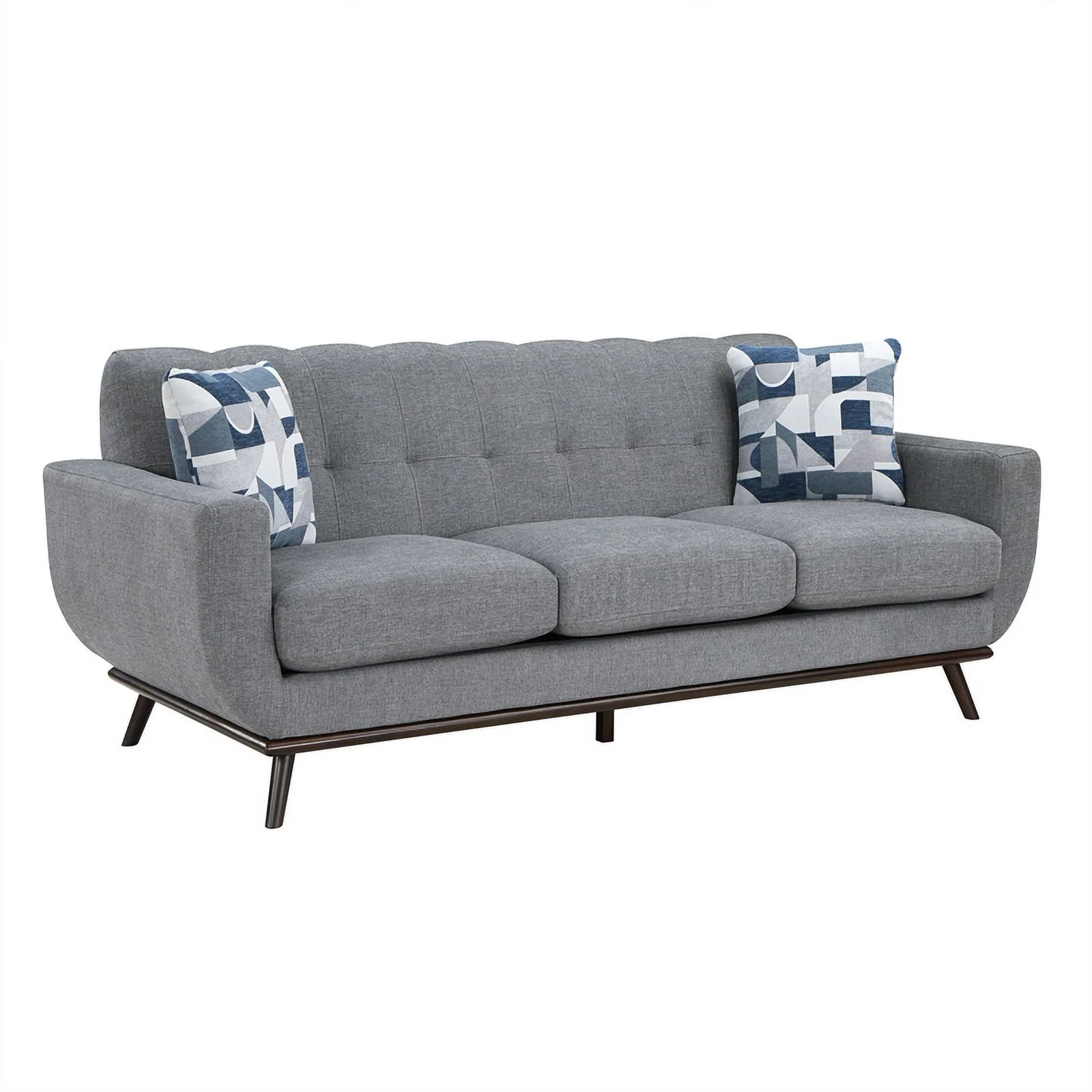 Pemberly Row 2-Piece Living Room Sofa Set with Tufted Back in Gray