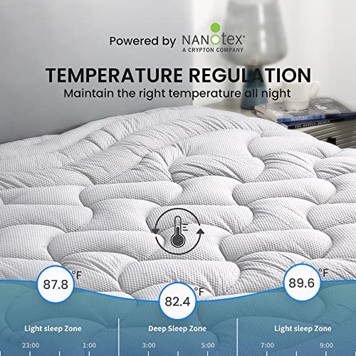 SLEEP ZONE Cooling Queen Mattress Topper, Premium Zoned Cool Mattress Pad Cover, Padded Mattress Protector Breathable Washable, Deep Pocket 8-21