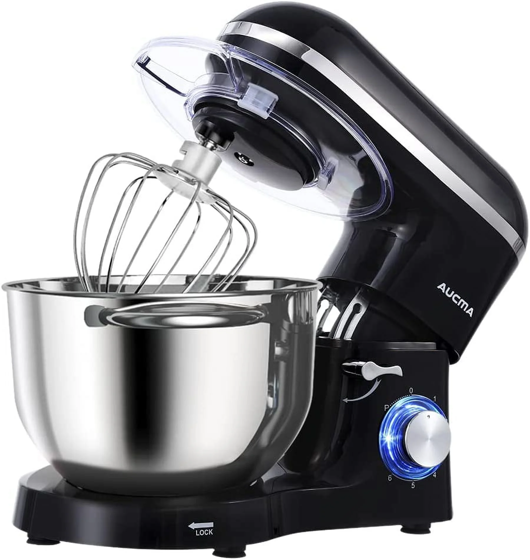 Excellent Aucma Stand Mixer 6.5-QT 660W 6-Speed Tilt-Head Food Mixer  Kitchen Electric Mixer with Dough Hook  Wire Whip & Beater (6.5QT  Blue)