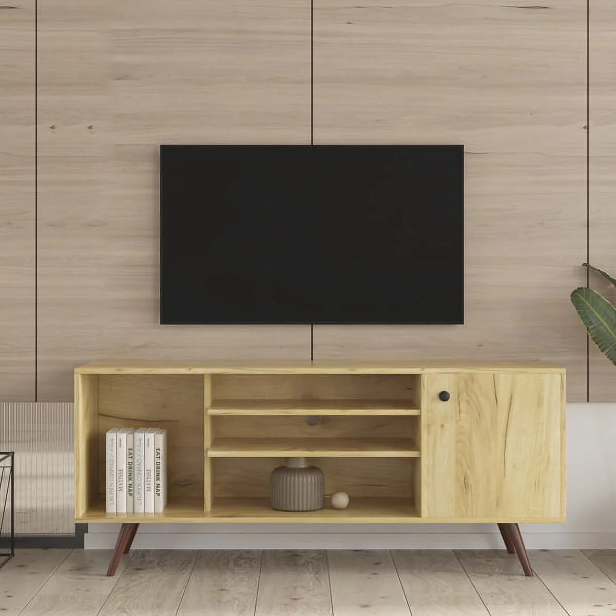 TV Stand Use in Living Room Furniture with 1 storage and 2 shelves Cabinet 29060