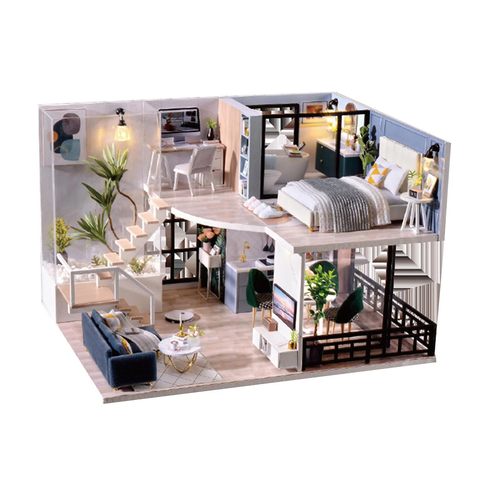 Dollhouse Building Toys w/ Furniture Accessories s DIY Cottage Pretend Play Doll House Gift for Toddlers, boys and girls Gift