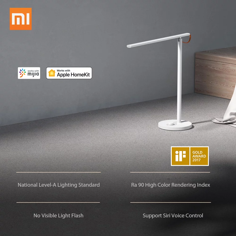 Xiaomi Mijia LED Desk Lamp 1S ,Foldable Ra90 Table Lamp with 4 Lighting Modes for HomeKit Mi Home APP Siri Voice Control