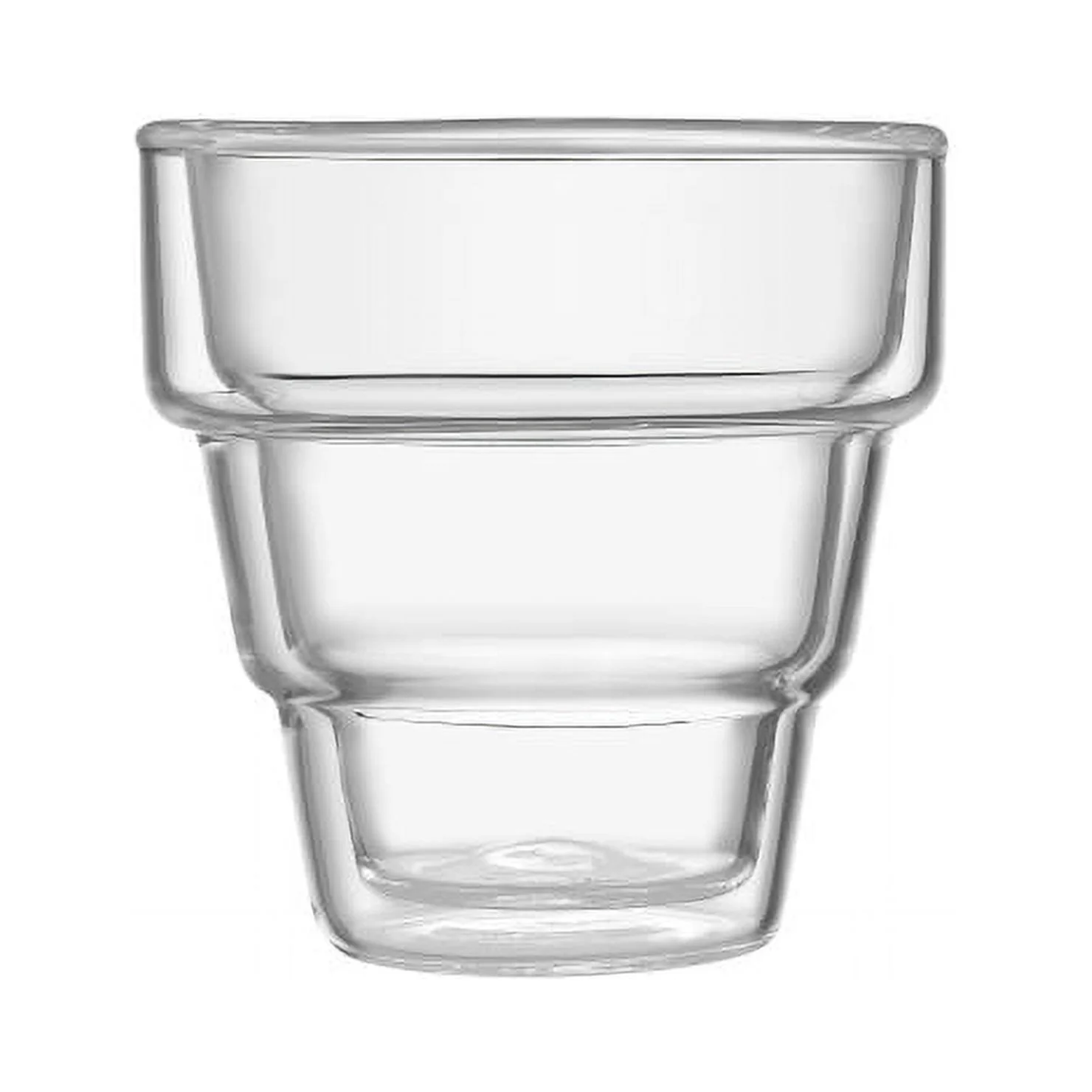 JoyJolt Palo Double Wall Tiered Glass Espresso Mugs (Set of 4) Clear Stackable Espresso Glass Cups