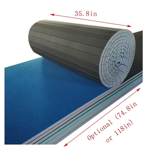 Premium Indoor Gymnastics Track Exercise Mat with Grippy Gym Carpet Top - Sturdy Foam Wrestling Mat for MMA, Cheerleading, and Fitness - Roll Out Design for Easy Setup
