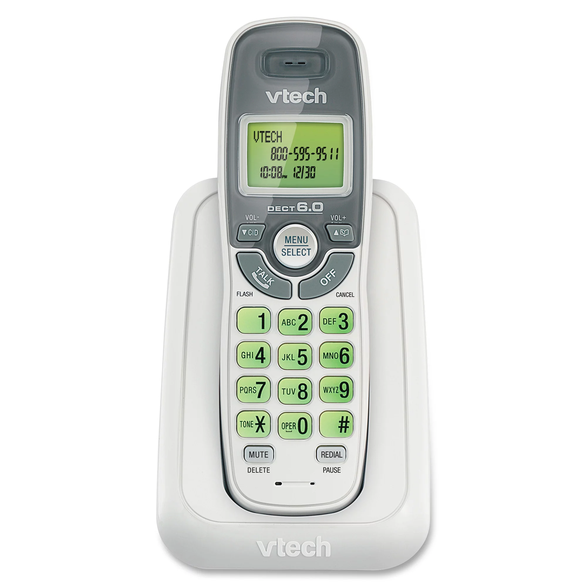 VTech CS6114 DECT 6.0 Cordless Phone with Caller ID/Call Waiting, White with 1 Handset - Cordless - 1 x Phone Line - Backlight