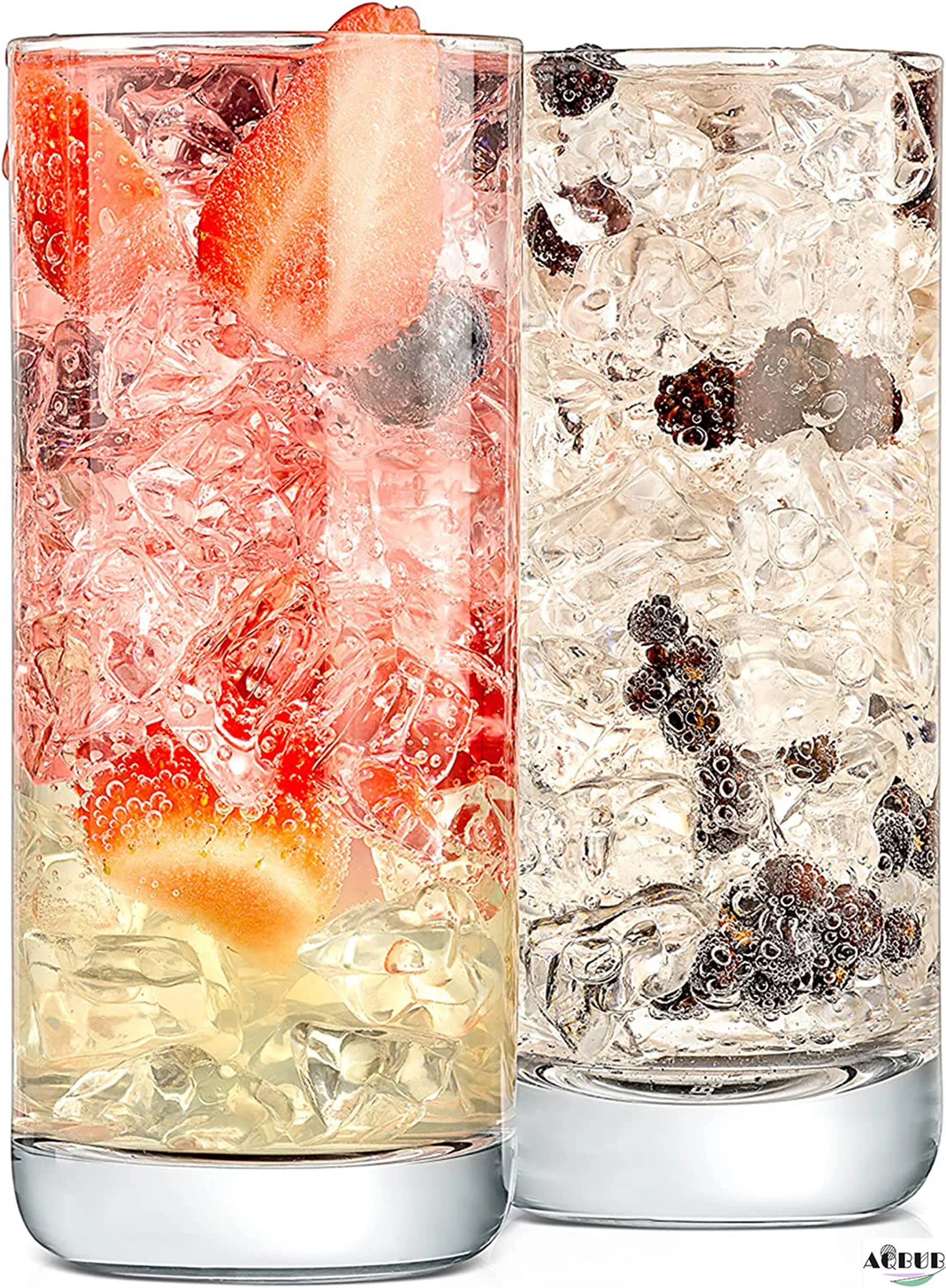 Kitchen 2 sets of heavy-duty bases and high cups for holding water, wine, beer, cocktail, whisky, juice, bar, mixed drinks, one size, transparent