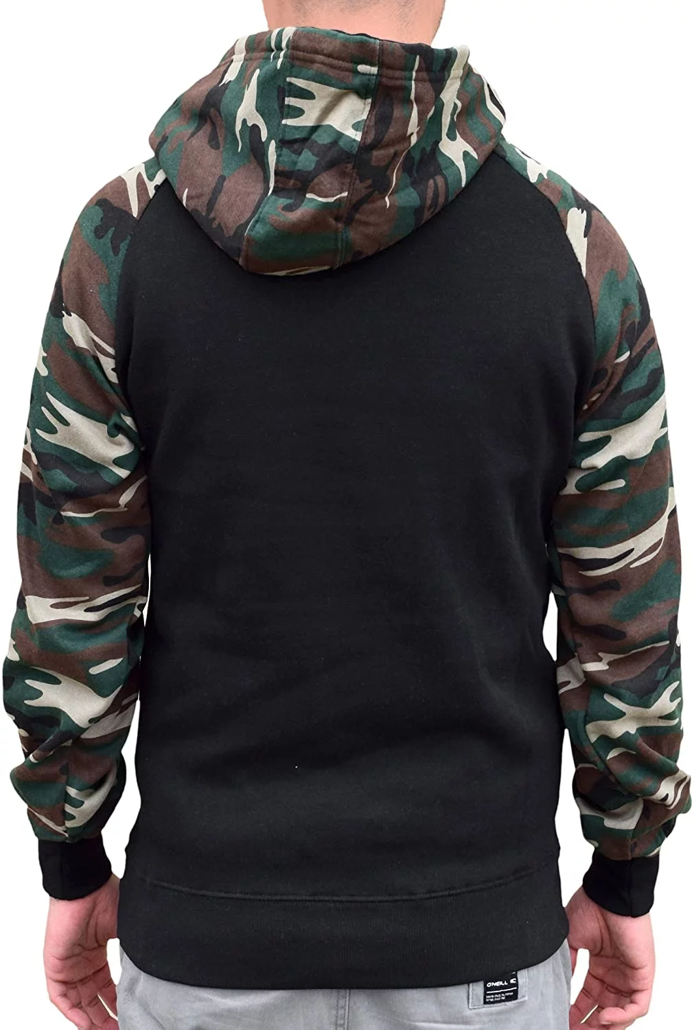 Men's Rave Legend V424 Black/Camo Raglan Baseball Hoodie Small Black