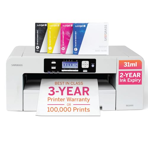 Sawgrass SG1000 Sublimation Printer Bundle | Professional Dye-Sublimation Printer with 31mL SubliJet UHD Inks & TruePix Paper | Prints Up to 11”x17” | Wi-Fi | Auto-Maintenance | Business-Ready