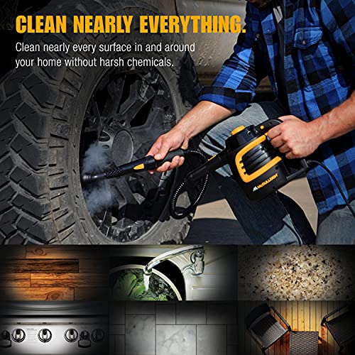 McCulloch MC1230 Handheld Steam Cleaner, 10 Minute Runtime, 11 Accessories: Jet Nozzle, Brushes, & More - Built for Home, Tile, Grout, Carpet, Furniture, & Personal Car Detailing