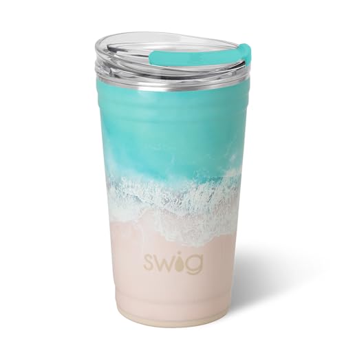 Swig Life 32oz Insulated Tumbler, Travel Coffee Tumbler with Lid, Cup Holder Friendly, Stainless Steel Travel Coffee Mug, Glitter Tumbler, Glitter Gifts (Confetti)