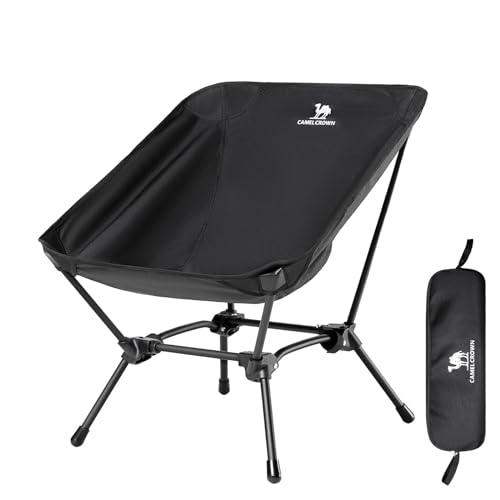 CAMEL CROWN Folding Camping Chair, Lightweight Portable Compact Lawn Chair with Side Pocket for Outdoor Travel Beach Picnic Hiking Backpacking Khaki