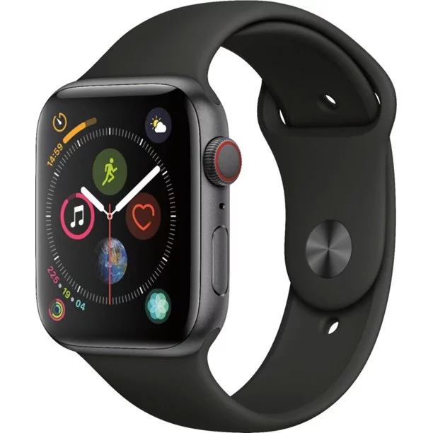 Restored Apple Watch Series 4 GPS+LTE w/ 44MM Space Gray Aluminum Case & Black Sport Band (Refurbished)
