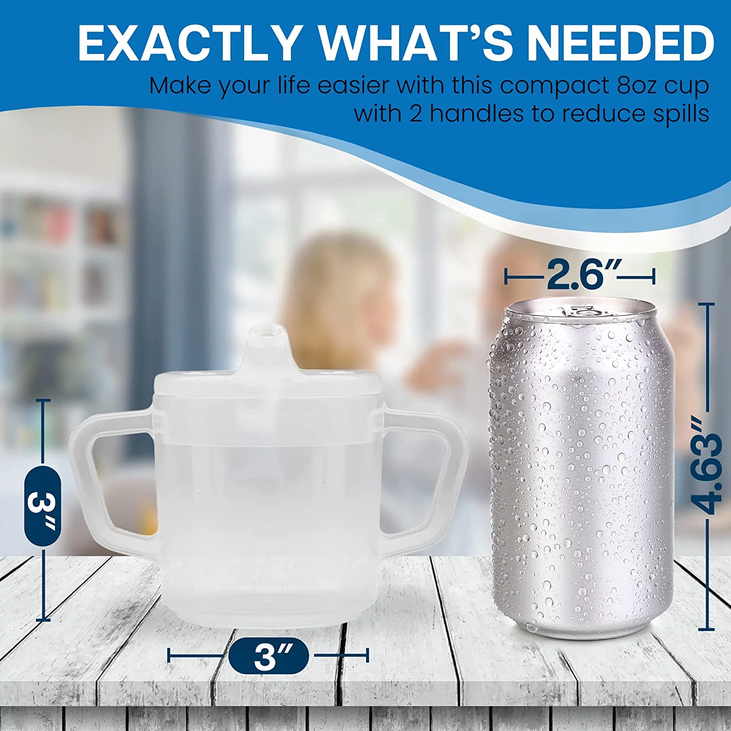 Providence Spillproof Compact 8 oz Adult Sippy Cup w/ 2 Handles, Clear / 6 Pack